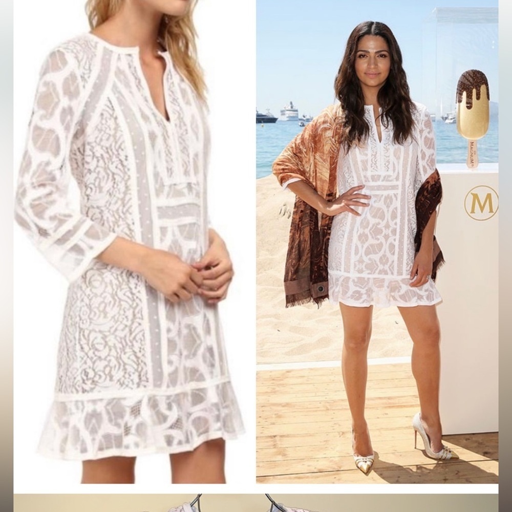 BCBGMAXAZRIA Sofee Lace Blocked White
Dres